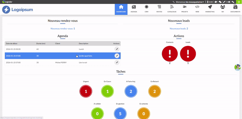 Démonstration du CRM Logicake