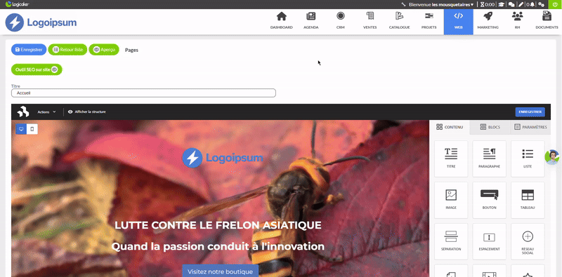 Démonstration de l’éditeur de site Web Logicake