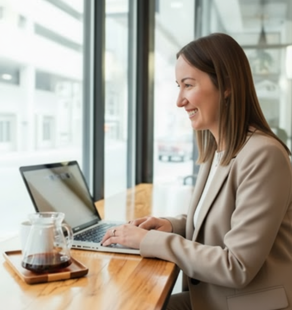Femme utilisant un ordinateur