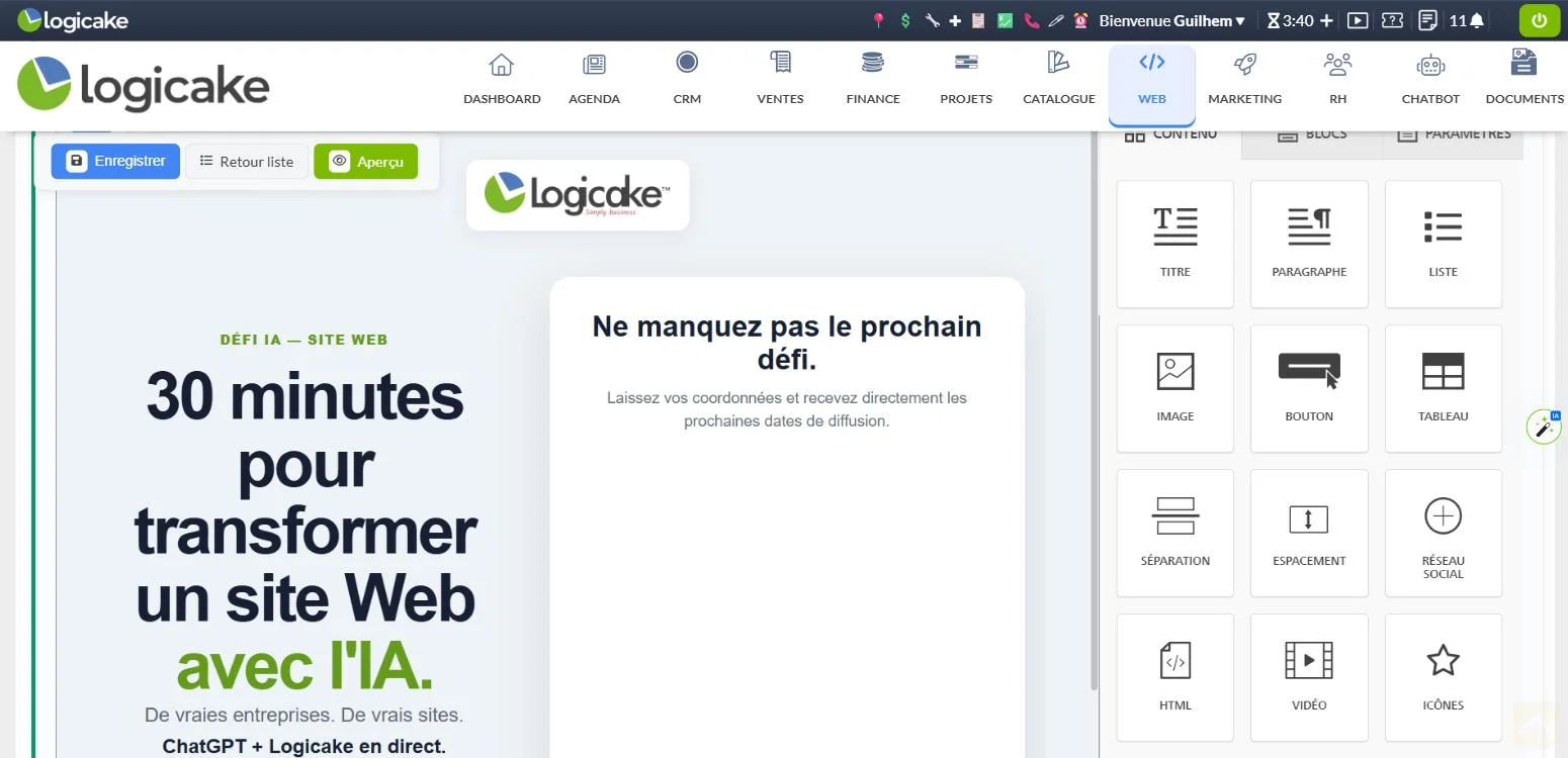 Éditeur de pages Logicake