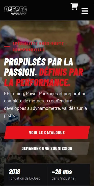 Le même site sur mobile