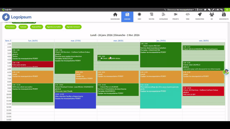 Démonstration de l’agenda Logicake
