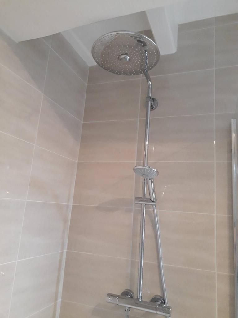 Colonne de douche posée par l’équipe Perry