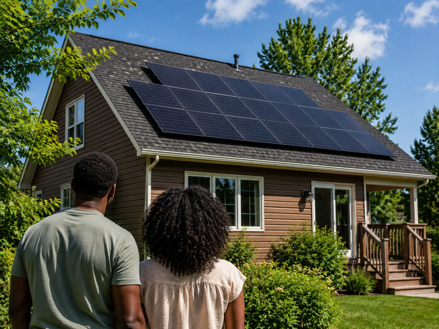 Maison équipée de panneaux solaires