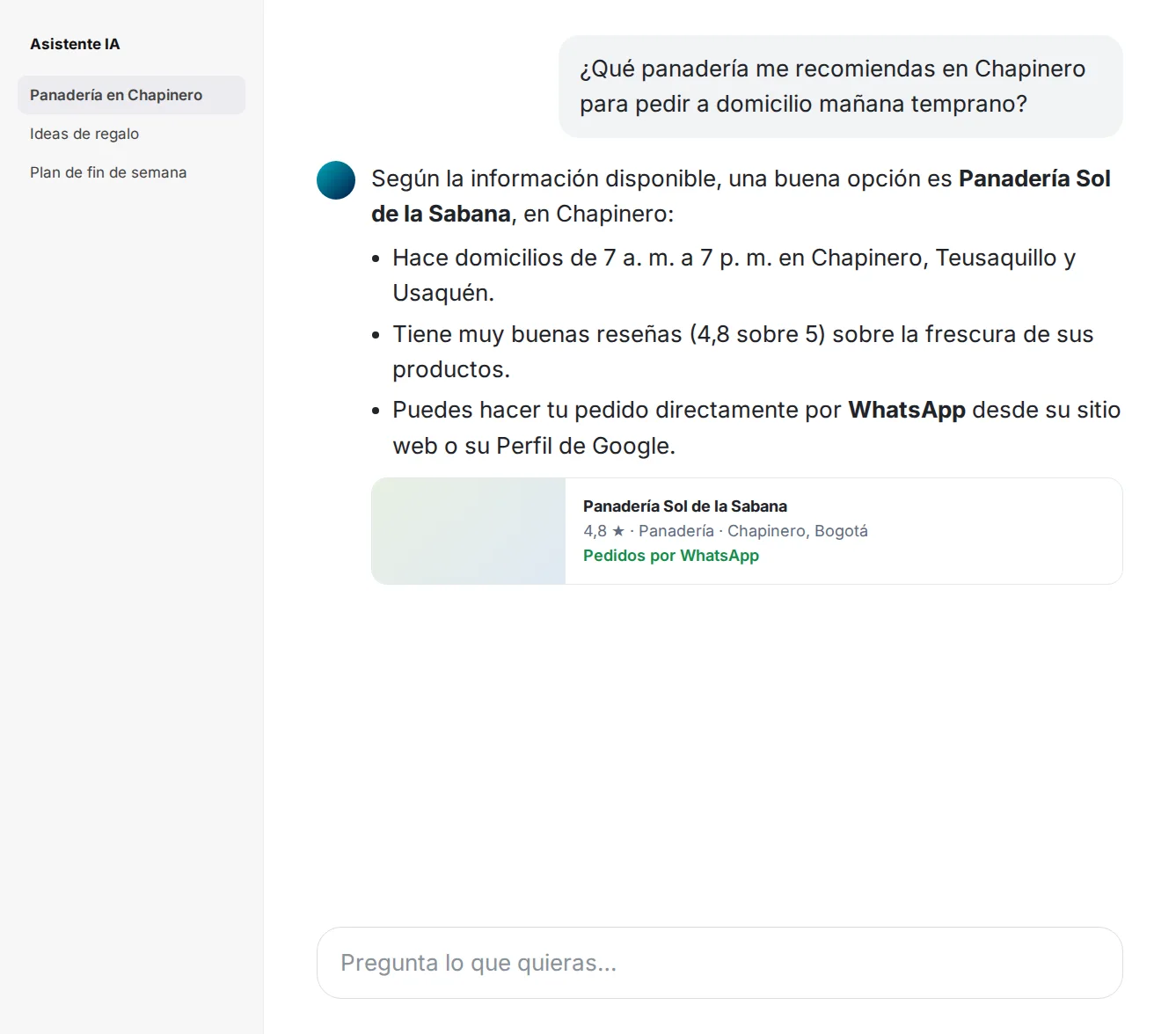 Ejemplo de búsqueda conversacional
