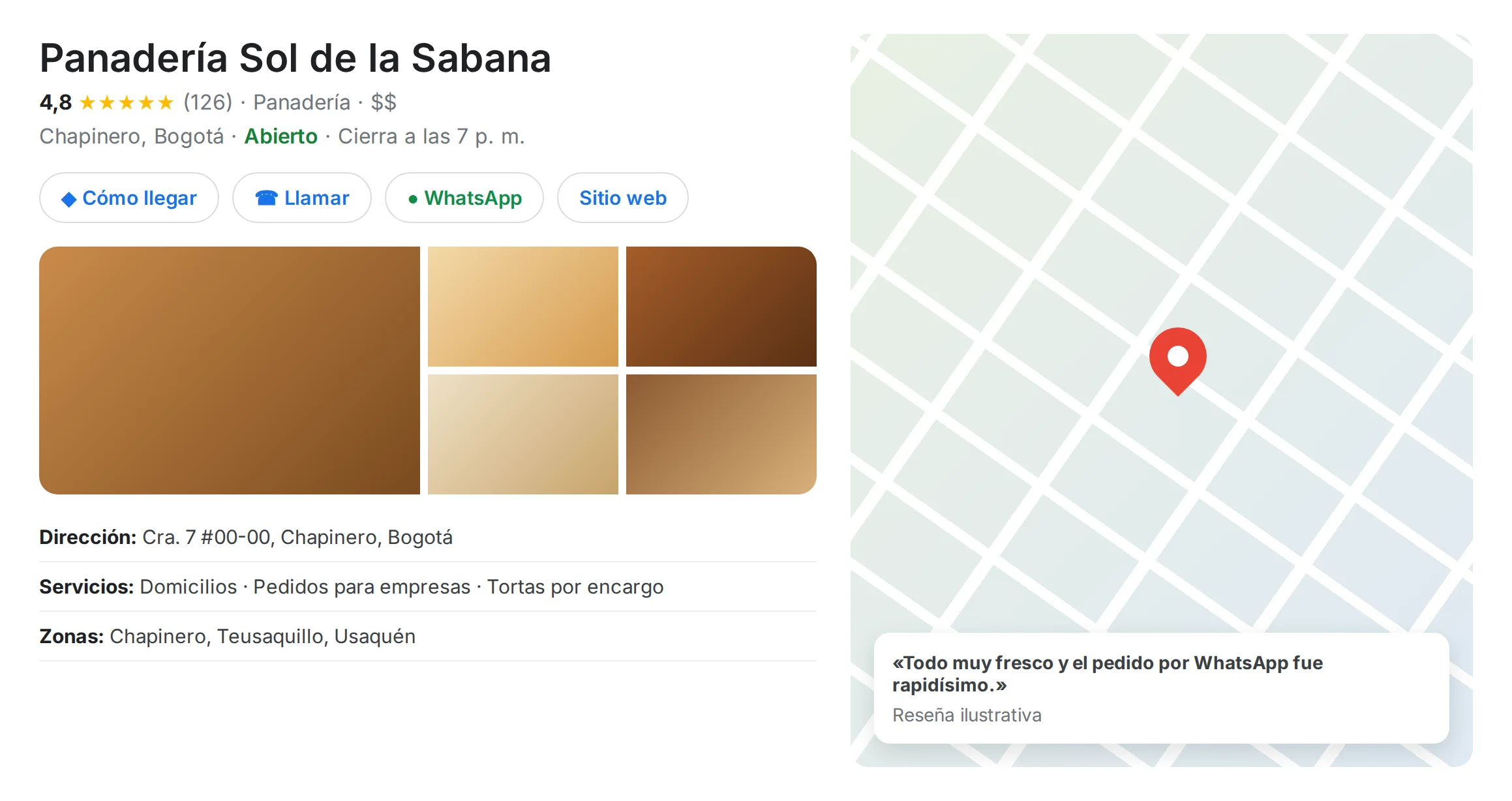 Ejemplo de Perfil de Empresa en Google